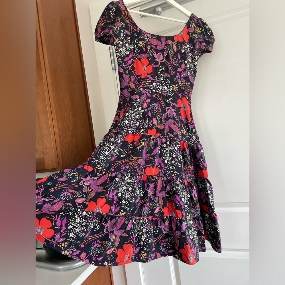 Vintage BETSEY JOHNSON floral tiered dress size 4 silk - Picture 10 of 10